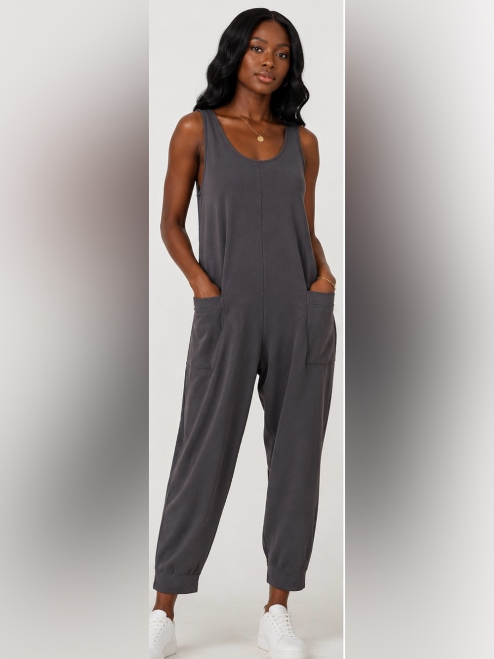 Spiritual Gangster Gray Sleeveless Cross-Back Jumpsuit NWOT - Medium